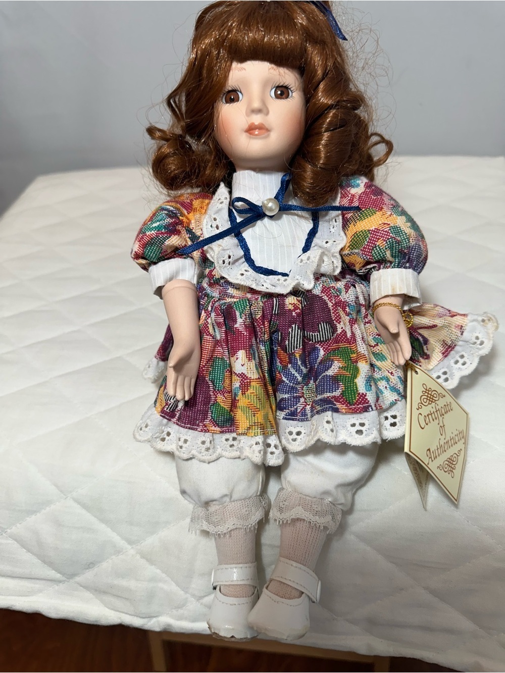 Vintage Dandee International Red Head Porcelain Doll with Certificate Musical